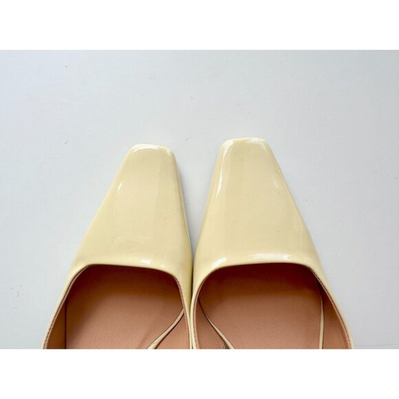 L'INTERVALLE Kowloon Light Yellow Patent Square Toe Slingback Heels, Size 36 - Picture 7 of 15